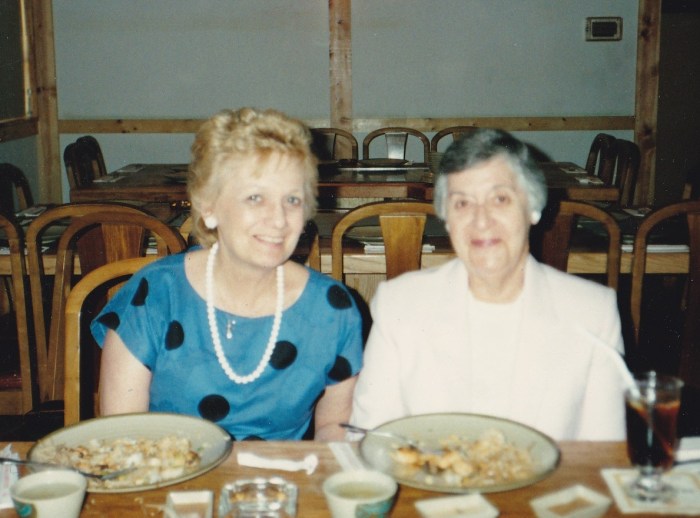 Evelyn Barnes with her secretary, Flo.