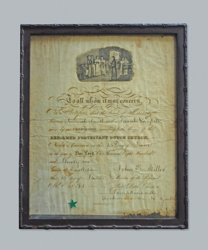 Sarah Van Pelt & Jeremiah Smith Marriage Certificate. 2013 Copyright: GenealogySisters.com