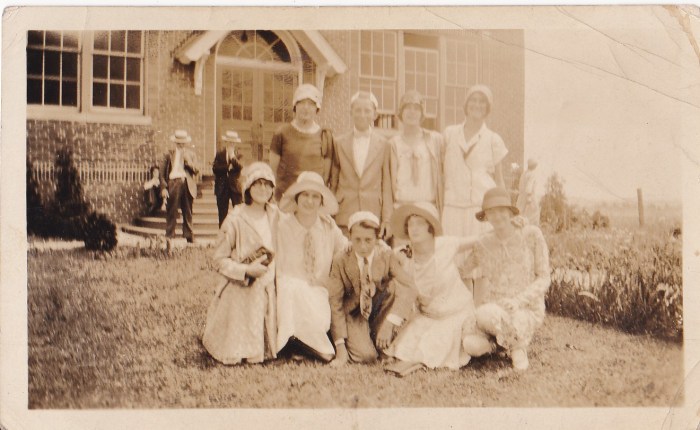 Whitehouse, NJ - June 23, 1929 - "Standing, L to R,  Tessie, Stanley, Julia, and Mary.  Some of the graduating classmates.  Sitting, L to R,  Francis, Marie, Eddie, Stephanie, Helen, other friends from church."