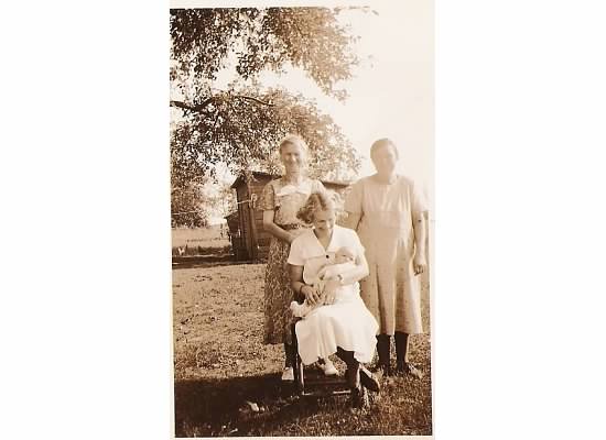 Baby Lubas, with his mother, Genevieve Mirota Lubas, and grandmothers, Zofia Mirota and Mary Lubas - 1935 