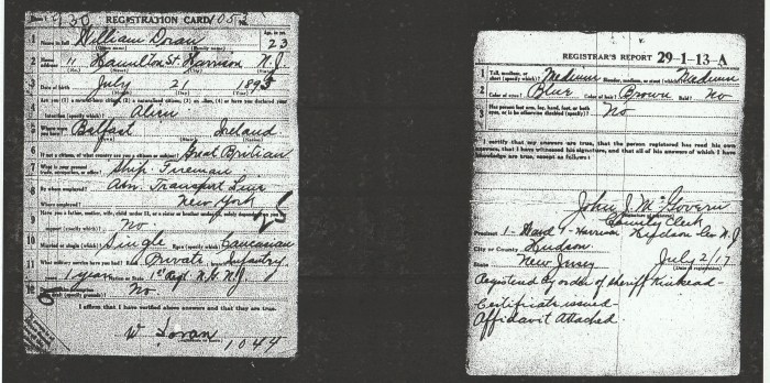 Source: New Jersey Archives. World War One Draft Cards. Registration County: Hudson; Roll: 1712199; Draft Board: 4.