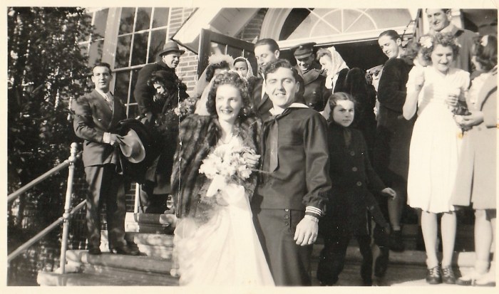 Wedding of Dorothy Daggett and George Radomski at Our Lady of Loudes - January 1945